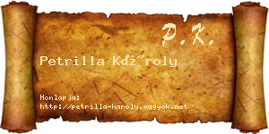 Petrilla Károly névjegykártya