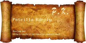 Petrilla Károly névjegykártya